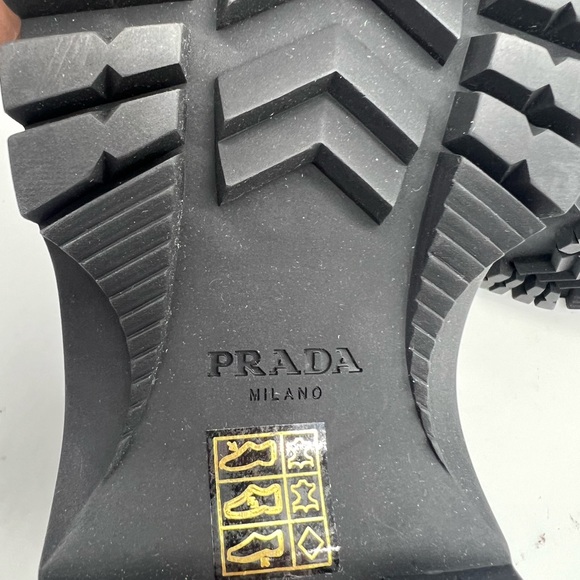 Prada Lug-Sole Leather Combat Boots - Picture 13 of 15